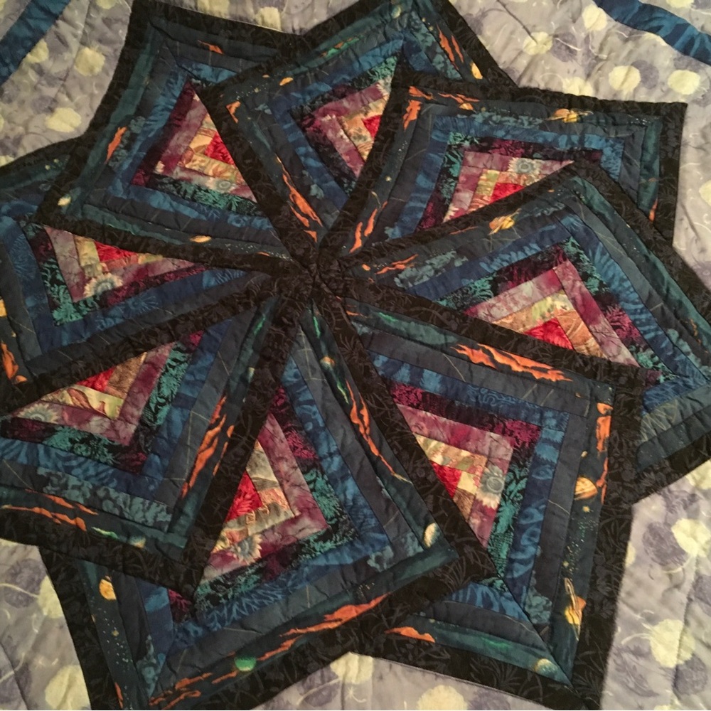 Dutch Spinning Star Amish Patchwork Wall Hanging Quilt 52”x51”